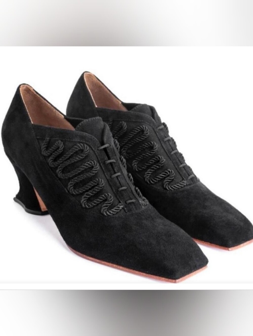Rare VTG John Fluevog Super Fine "Excellence" Suede Lace-Up Sculptural Heels - 9
